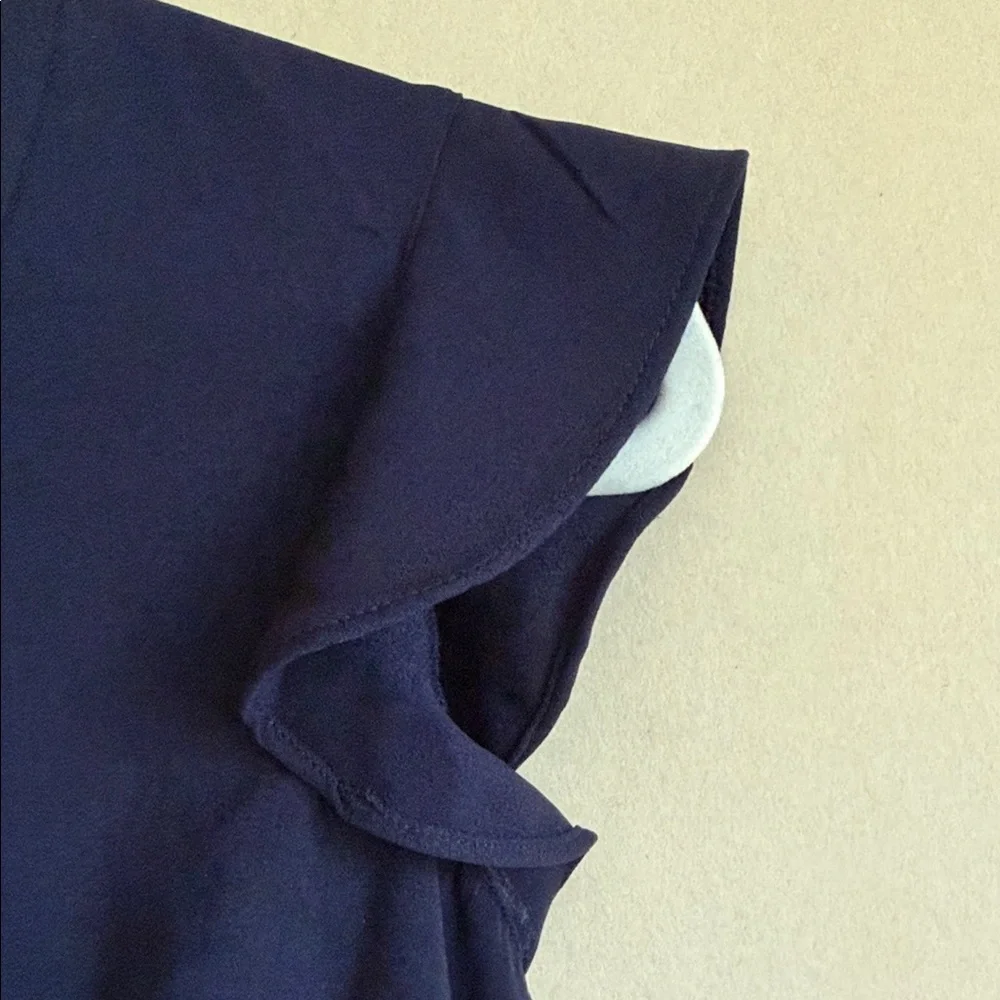 J. Crew Navy Ruffle Sleeve Blouse - Picture 3 of 6